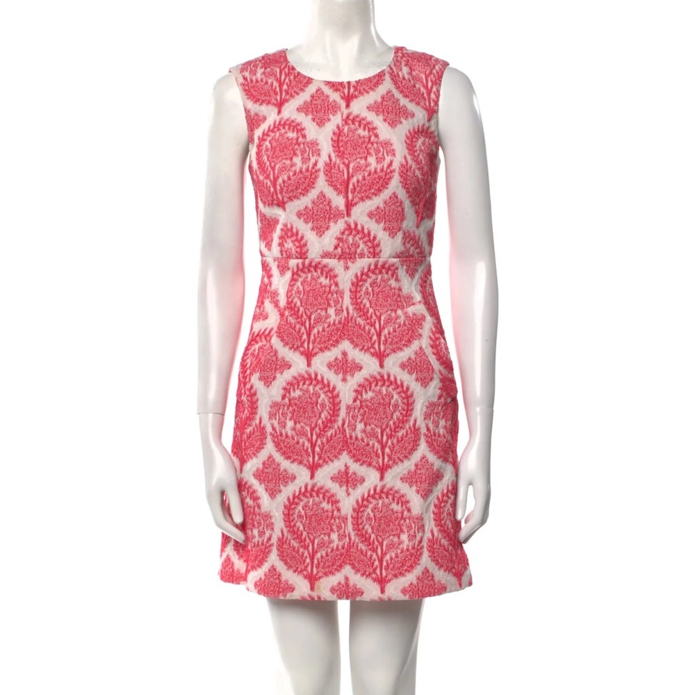 Diane Von Furstenberg Jacquard Floral Garden Party Pink White Mini Dress